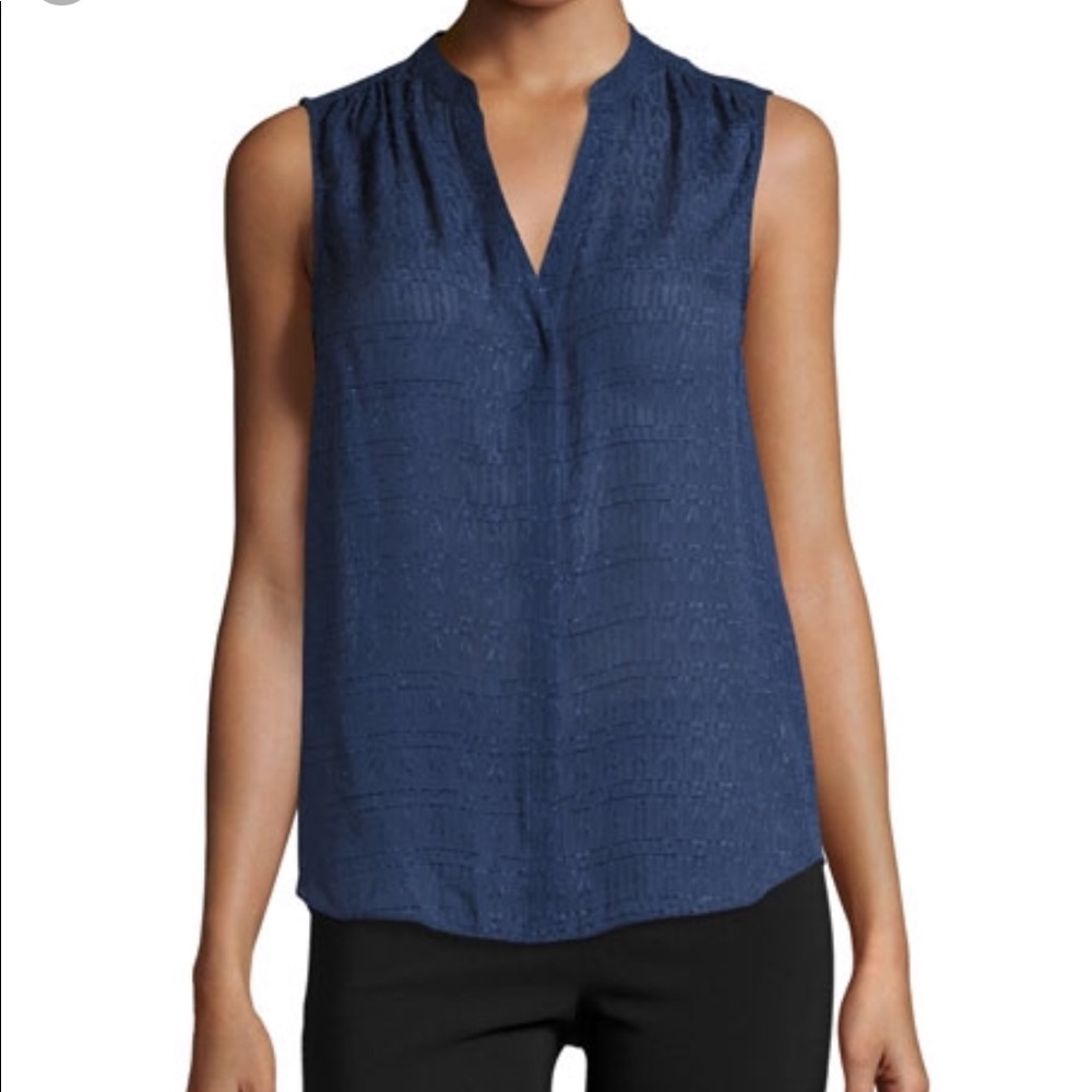 Rebecca Taylor Sleeveless Silk Tank Crushed Ink